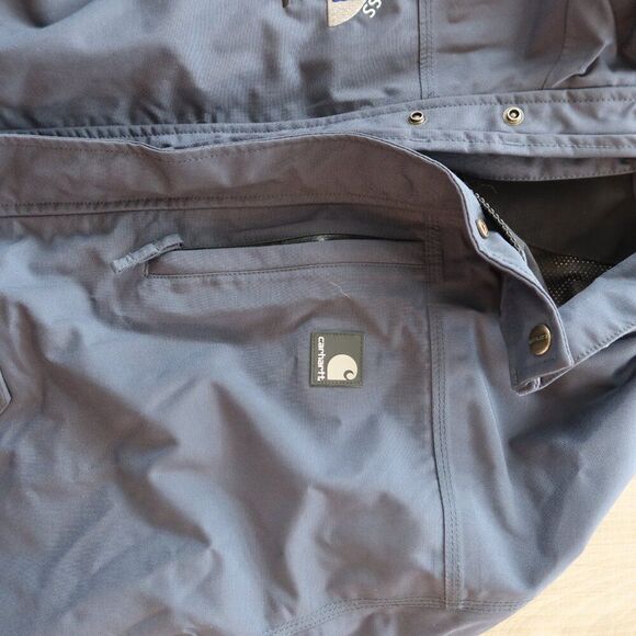Carhartt Men's Blue Storm Defender Jacket Shoreline Waterproof Large heavy chore - Picture 3 of 9